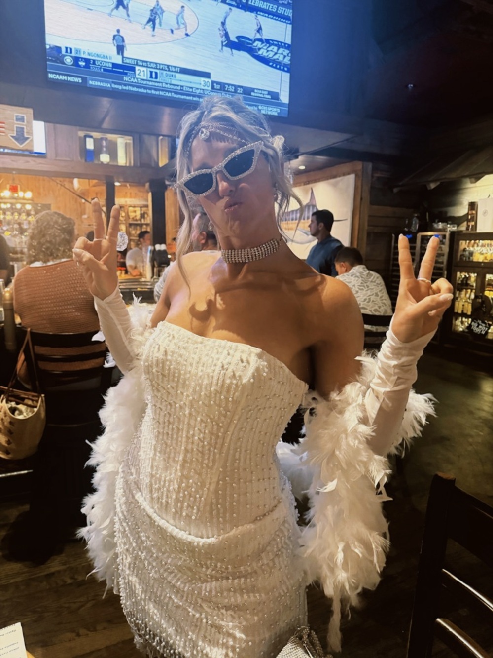 Oh Polly White Strapless Beaded Mini Dress - Picture 8 of 8